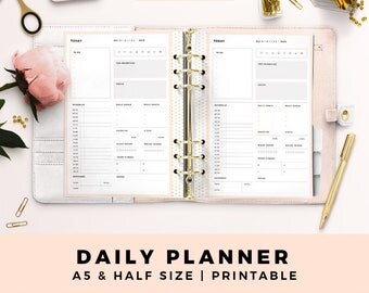 A5 HALF Size Printable Personal Planner Inserts, Daily Planner, Day Planner, Productive Planner