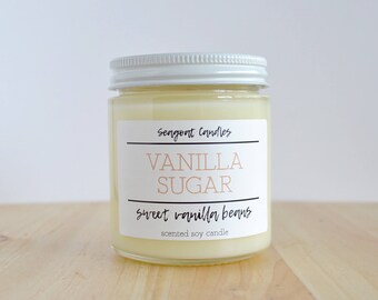 Vanilla Bean Candle, Vanilla Sugar Candle, Small Candles, 4oz Vanilla Candle, Vanilla Scent, Handmade Soy Wax, Vanilla Candles, Vanilla Gift