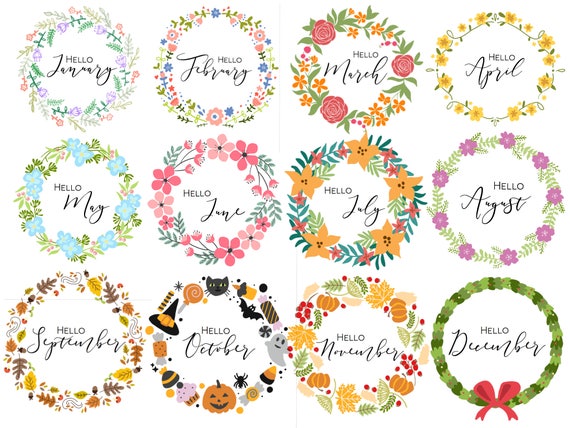 JOURNAL MONTHLY COVERS wreath monthly bullet journal