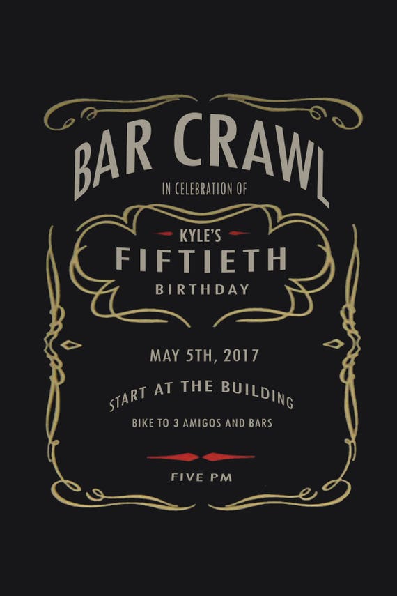 50th Birthday Invitation Bar Crawl