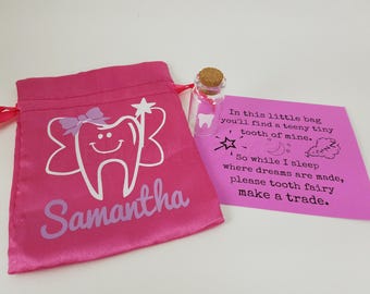 Personalized Tooth Fairy Bag, Tooth Fairy Keepsake, First Tooth Keepsake, Tooth Fairy Sack, Tooth Fairy Pillow,Tooth Holder, Gift, Kids Gift