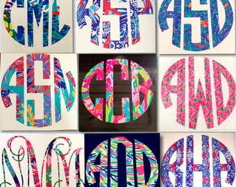 Lilly Pulitzer Inspired Decal, Lilly Pulitzer Monogram Decal, Lilly Pulitzer Decal for Yeti Cup, Lilly Pulitzer Car Decal, Laptop Decal,