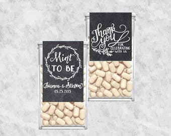Custom Tic Tac Labels Mint To Be Wedding Favors, Personalized Wedding Favors, chalkboard, rustic, Hand lettered - printable printed