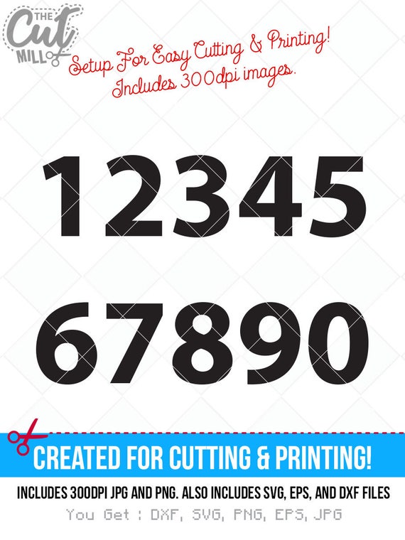 Download numbers svg cut file numbers dxf svg jpg png ai cutting