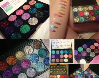 Customize your own 15 pan pressed glitter eyeshadow palette