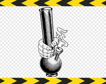 Bong Glass smoking pipe Marijuanna Hand SVG Cut files DIY Shirt Decal Sticker Dxf Pdf Png files