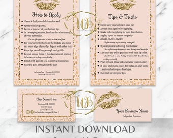 Gold|Glitter|Blush|LipSense Distributor Bundle|Blush LipSense|LipSense Business Cards|LipSense Tips|SeneGence Branding|LipSense Cards