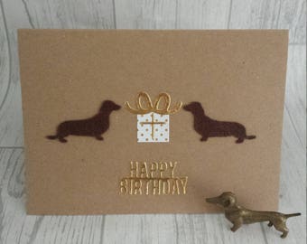 Dachshund Dog & Present Birthday Card - Oakhill Veterinary Group - Windermere Vets - View #2