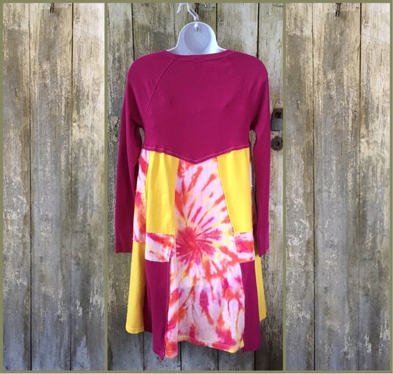 pink and yellow tie dye dress