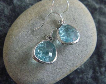 Silver Earrings: crystal blue