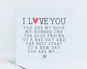 You Are My Rock Greeting Card - Valentine's Card - Birthday Card - Anniversary Card - Love - Romantic - Handmade