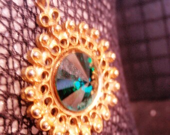 rivoli cut emerald rhinestone art deco, renaissanse, victorian, REVIVAL VINTAGE ANTIQUE necklace