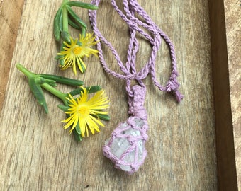Lavender Quartz Macrame Necklace