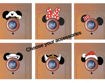 Disney Cruise Door Magnet hats or bows add-on to go with Mickey and Minnie Mouse door magnets