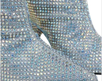 wide calf glitter boots