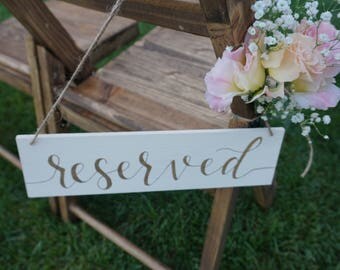 Set of 2 Reserved Chair Signs/ Reserved Seating Sign/ Reserved Wedding Seating/ Reserved Signs for Wedding/ Reserved Row Seating/ Wood Sign
