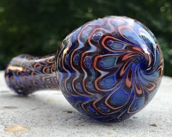 Glass Smoking Pipe - Heavy 5" Wrap & Rake 16 Glass Pipe Spoon, Smoking Bowl Smoking Pipes 16