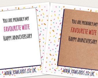 Favourite Wife / Marriage / Married / Funny Love Cards / Funny Anniversary Cards / funny / humour / Rude / Greetings card / RawCards