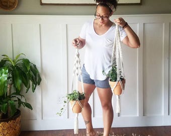 Macrame Plant Hangers - Plant Hangers - Vintage Style Plant Hangers - Modern Plant Hanger - Macrame Hanger