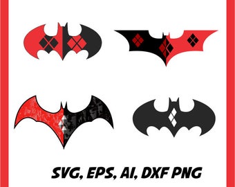 Harley Quinn and Batman in svg, eps, dxf, ai, png. INSTANT DOWNLOAD
