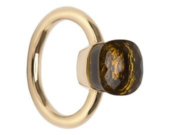 Ring with hydro smoky quartz, Brown, angular form les bobos