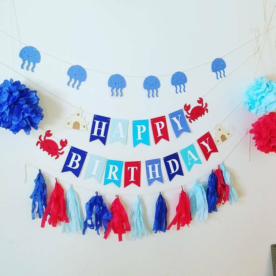 Under the sea birthday banner setnautical birthday banner