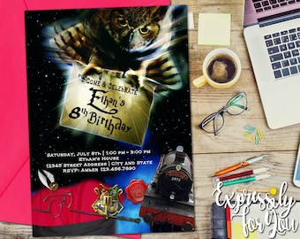 Harry Potter Birthday Invitations, Harry Potter Invitation, Hogwarts Invitation
