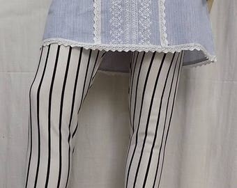 Fine knit cotton and spandex striped leggings
