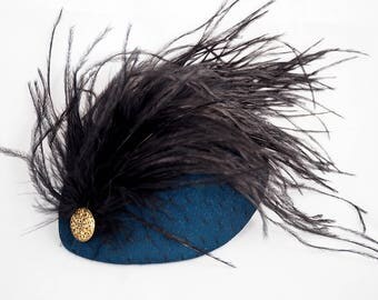 oval blue/green felt and satin hat.