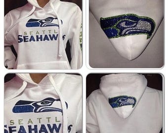 ON SALE Seahawks Glitter Sweatshirt | Seattle Seahawks bling hoody sweatshirts | Seahawks hoody sweatshirts