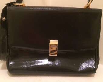 Vintage Suzy Smith Patent Leather Black Handbag