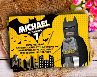 Lego Batman Invitations, Lego Birthday Invitation, Lego Invitation, Batman Invitations, Batman Birthday Invitation, Batman Invitation