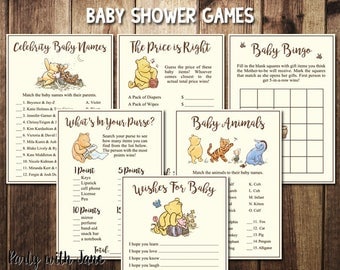 Winnie the Pooh Baby Shower Games, Activities, Wishes for Baby, Animals, Bingo, Price Is Right, Celebrities, Whats In Your Purse, Printable