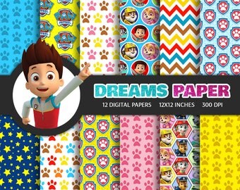 Paw Patrol - Digital Paper + Free Clipart