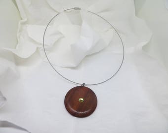 SWAROVSKI Iridescent Crystal st into a WALNUT Pendant