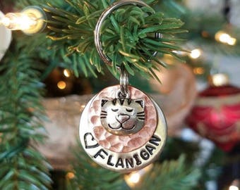 Custom Cat Tag - Pet ID Tag - Cat Name Tag -Personalized Dog Tag - Cat Name Tag - Pet Tag -Custom Pet Name Tag - Hand stamped Tag