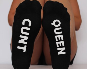 Swear Word Gift Socks | Ladies Profanity Gift Socks | Insult Curse Word Novelty QUEEN CUNT socks | Funny Best Friend Gift