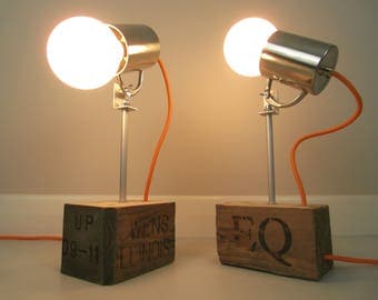 Cup Lamps - Lamps | Table Lamps | Bedside Lamps | Desk Lamps | Up-cycled lamps | Pallet Lamps | Pair of Lamps