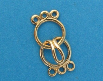 Hook and Eye Clasp Finding for 3 Strand Necklace - 14K Yellow Gold