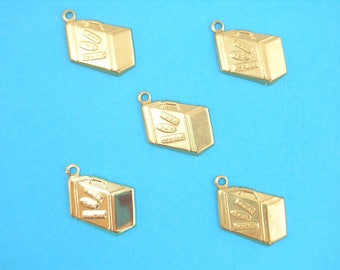 SET 5 CHARMS METALS Gold: Suitcase 18 mm