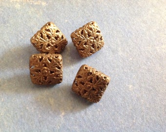 Set of four vintage 50s - 60s square buttons