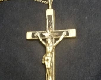 Antique Crucifix Ebony Wood Inlay