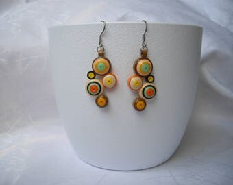 Earrings paper quilling, multicolor modern
