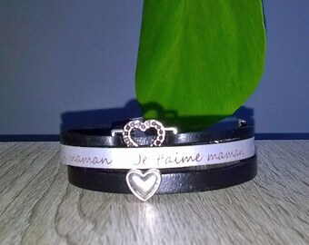 Leather Bracelet "I love you MOM"