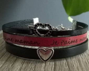 Leather Bracelet "I love you MOM"