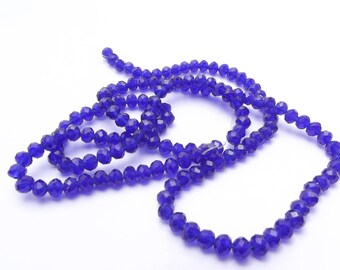 New! 150 Royal Blue faceted Crystal rondelle 3 x 4 mm OKTI-304