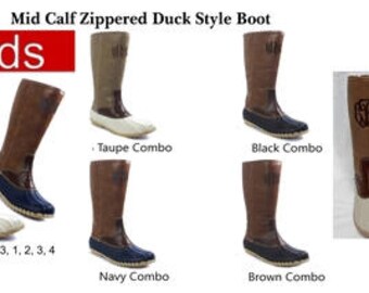 Kids Mid Calf Zippered Duck Boots