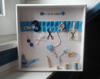 Square "couture" white wooden frame