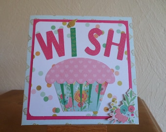 card with cake and WISH