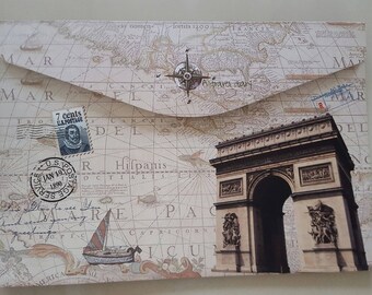 envelop Paris vintage retro 33.5 x 23 cm